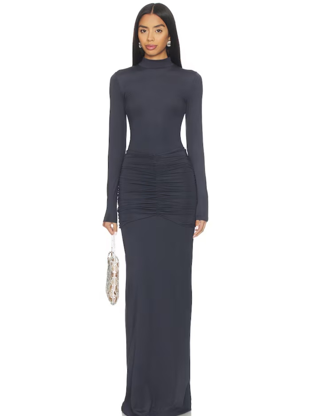 OW Collection Celia Maxi Dress in Charcoal